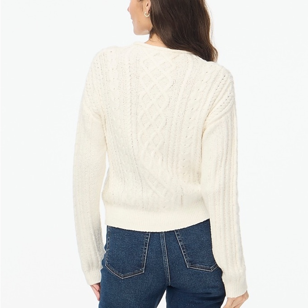 NWT J Crew Mockneck Cable-knit Sweater Medium Cream Winter White